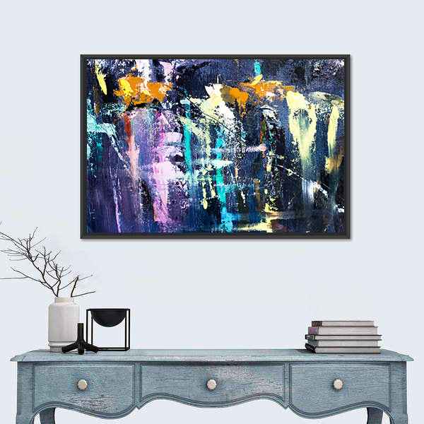 Dark Brushstrokes Abstraction Canvas Wall Art