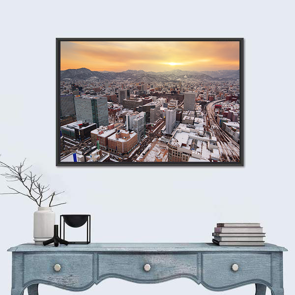 Sapporo Downtown Skyline In Hokkaido Japan Canvas Wall Art