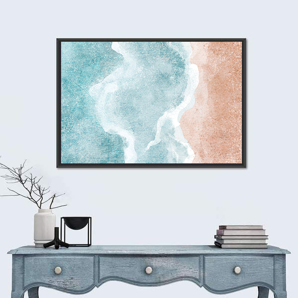 Boho Sea Beach With Waves Canvas Wall Art