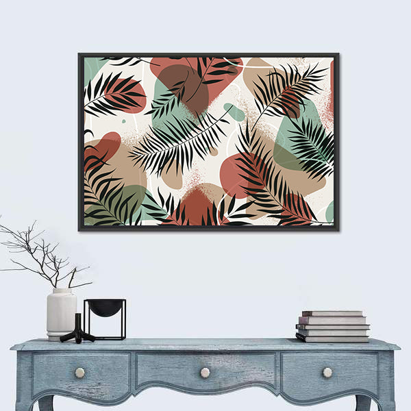 Tropical Palm and Fern Leaves Print Canvas Wall Art
