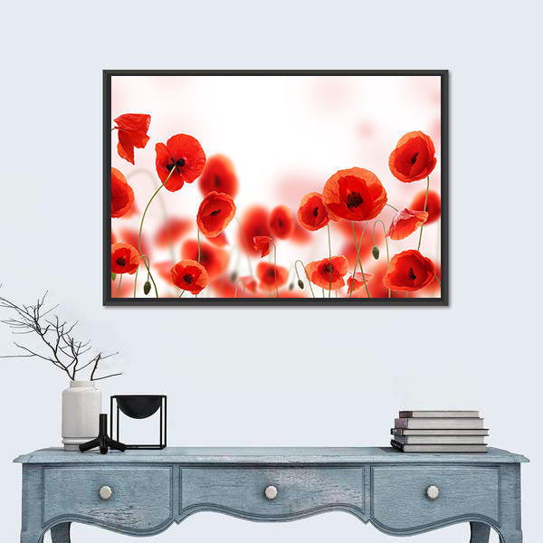 Poppy Flowers Field Canvas Wall Art