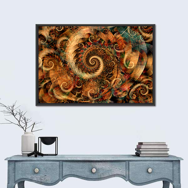 Fractal Spiral Swirls in Warm Earth Tones Canvas Wall Art