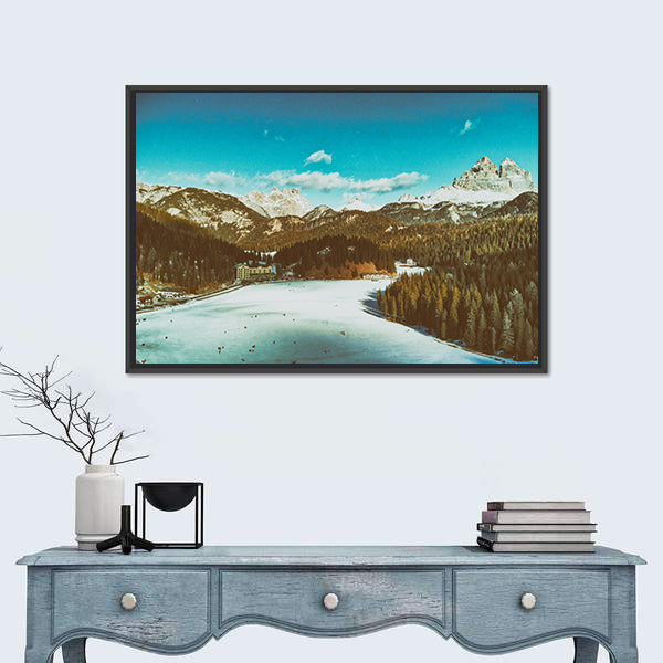 Italian Dolomites in Winter Canvas Wall Art