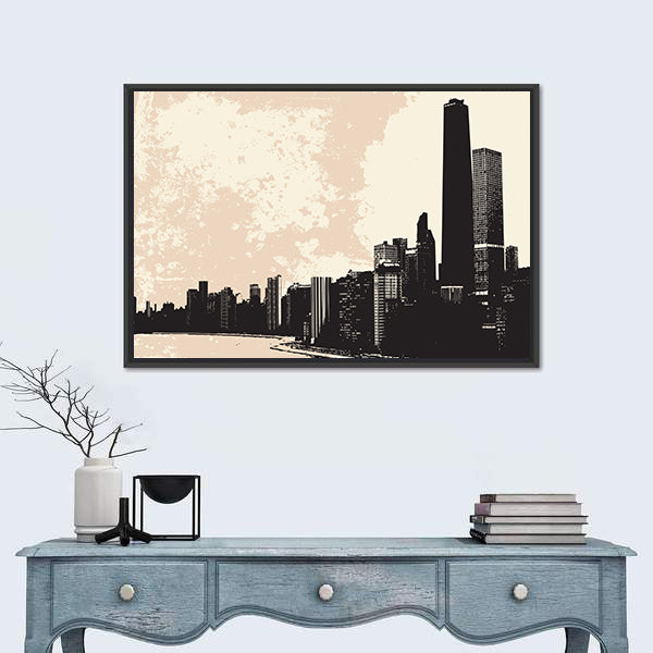 Chicago Skyline From Lake Michigan Canvas Wall Art