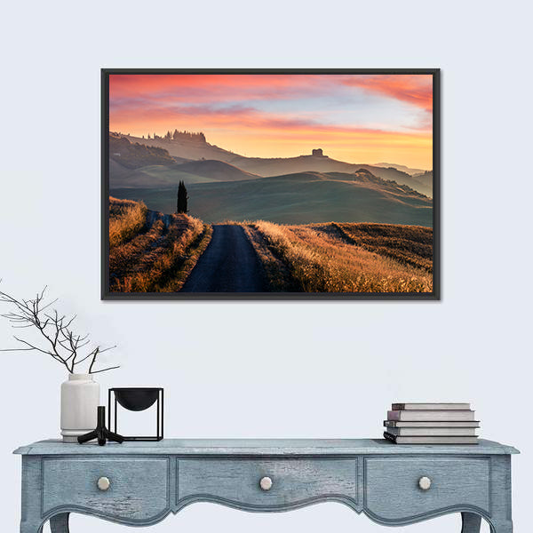 Sunrise Of Italian Countryside Canvas Wall Art