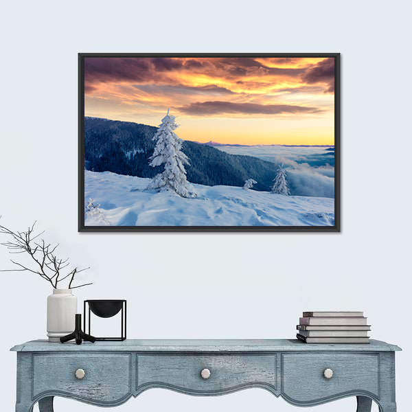 Majestic Snowy Carpathians In Ukraine Canvas Wall Art