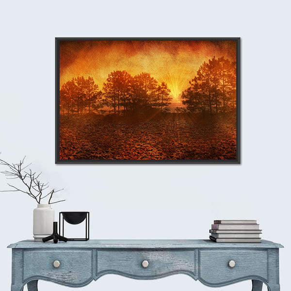 Rusty Golden Textured Autumn Field Canvas Wall Art