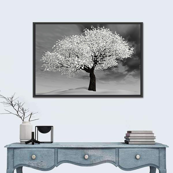 Cherry Tree in Winter Canvas Wall Art