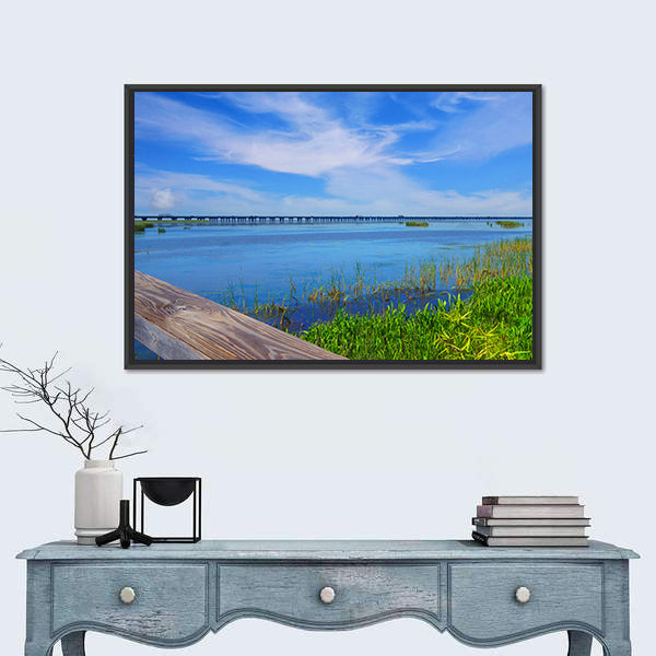 Meaher State Park Causeway Bridge Over Mobile Bay Canvas Wall Art