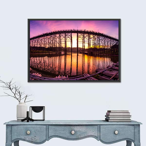 Mon Bridge At Sunset Canvas Wall Art