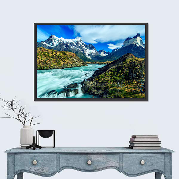 Luxury River Mountain Canvas Wall Art