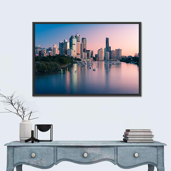 Brisbane Downtown At Sunrise Canvas Wall Art