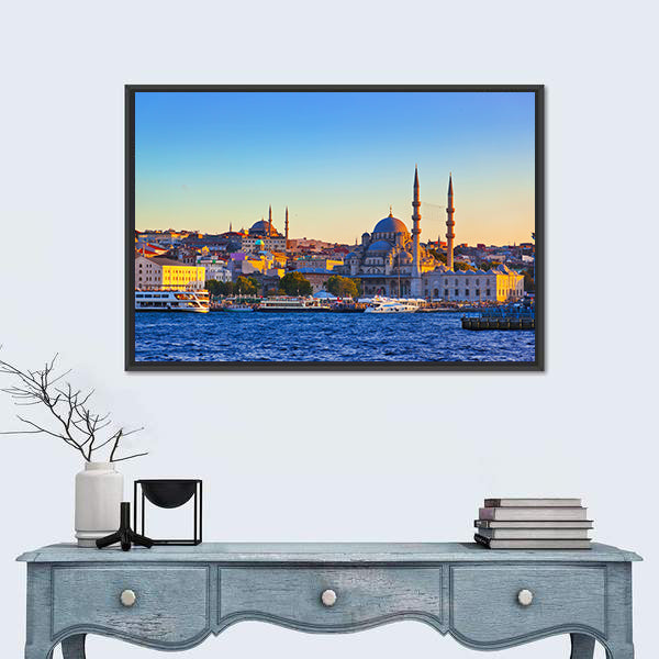 Istanbul Cityscape At Sunset Canvas Wall Art