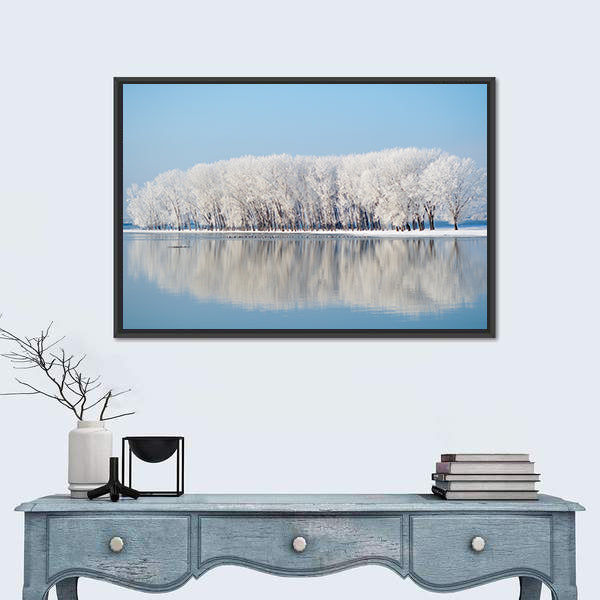Clear Blue Winter Landscape Canvas Wall Art