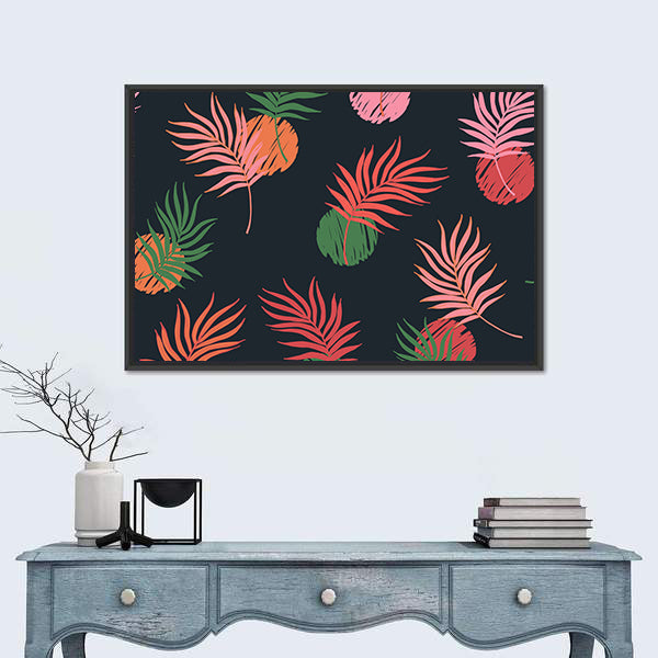 Seamless Palm Leaf Pattern Canvas Wall Art