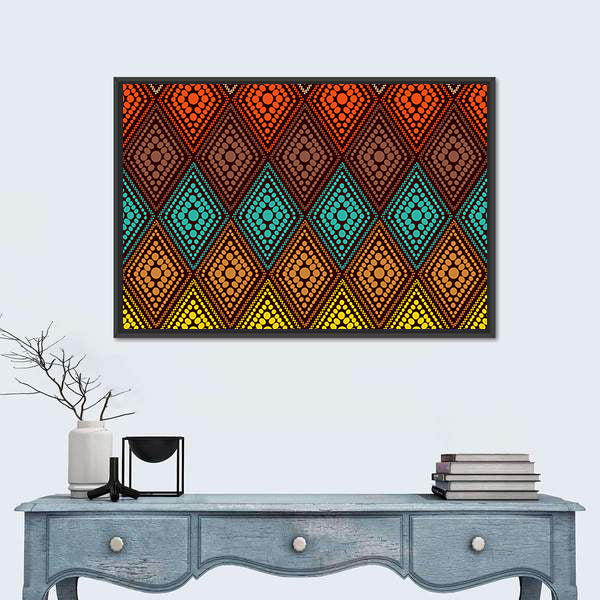 Dotted Diamond Geometric Pattern Canvas Wall Art