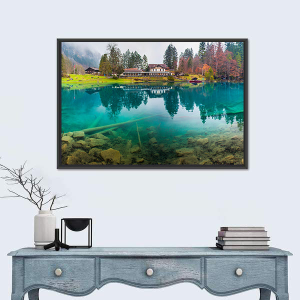 Hotel Forellenzucht in Blausee Town Switzerland Canvas Wall Art