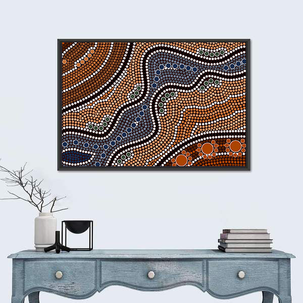 Dotted Style River Canvas Wall Art
