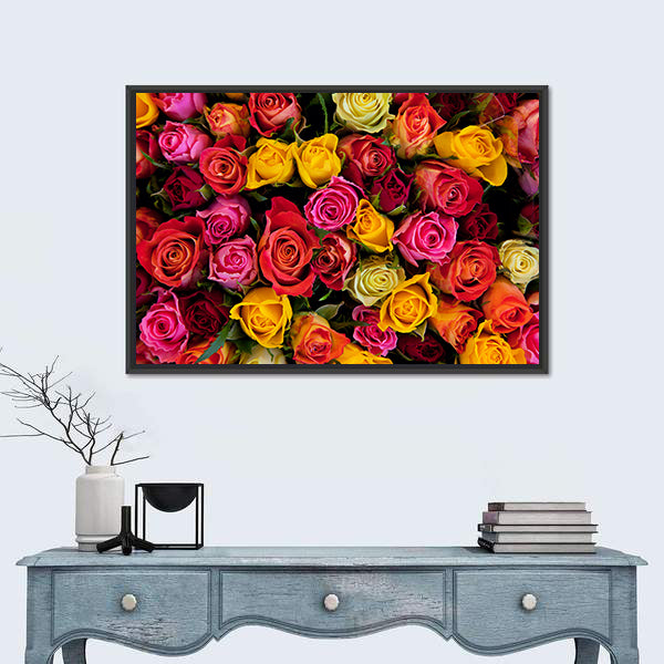 Colorful Roses Bouquet Canvas Wall Art