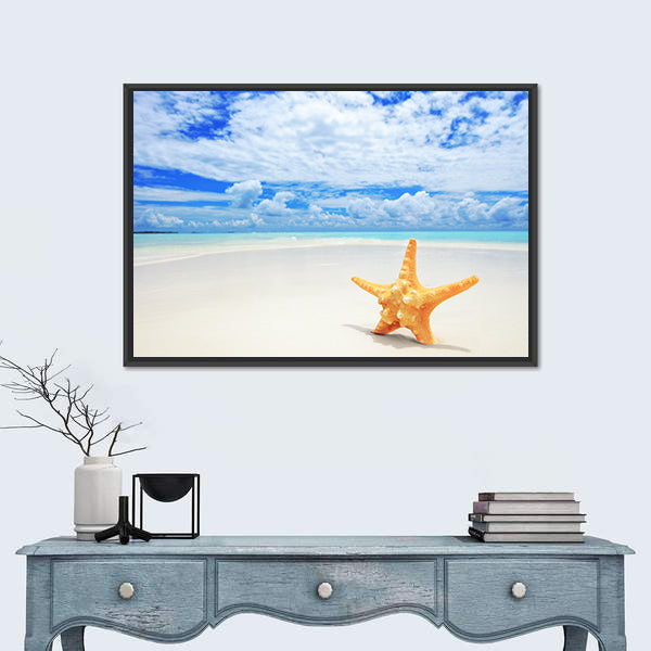Starfish On Beach At Kuredu Island Maldives Canvas Wall Art