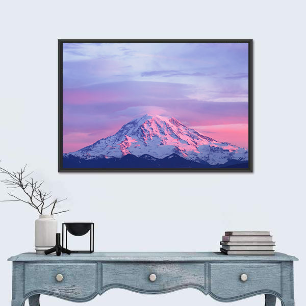 Sunset light On Mount Rainier Canvas Wall Art