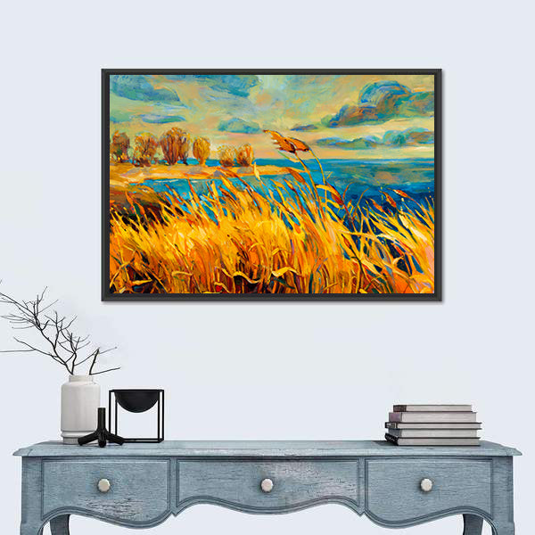 Sunset Over Lake Canvas Wall Art