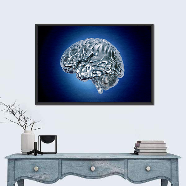 Chrome Brain Profile Canvas Wall Art