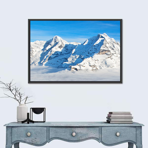 Swiss Alps In Winter Canvas Wall Art