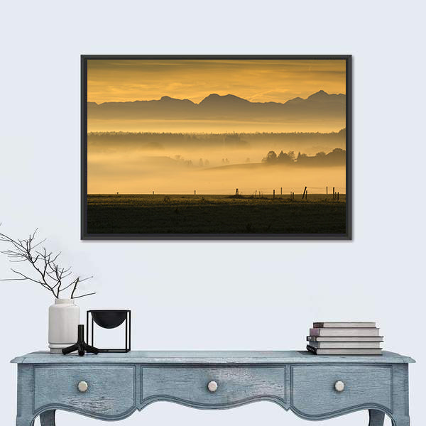 Sunrise Over The Alps In Bavaria Germany Canvas Wall Art