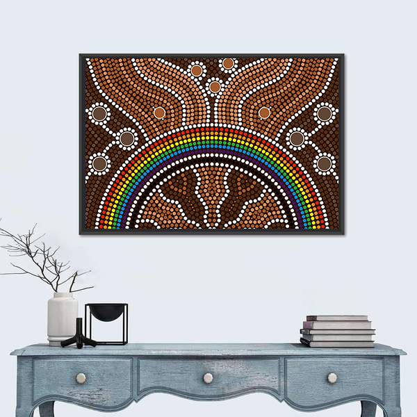 Aboriginal Rainbow Dot Painting Canvas Wall Art
