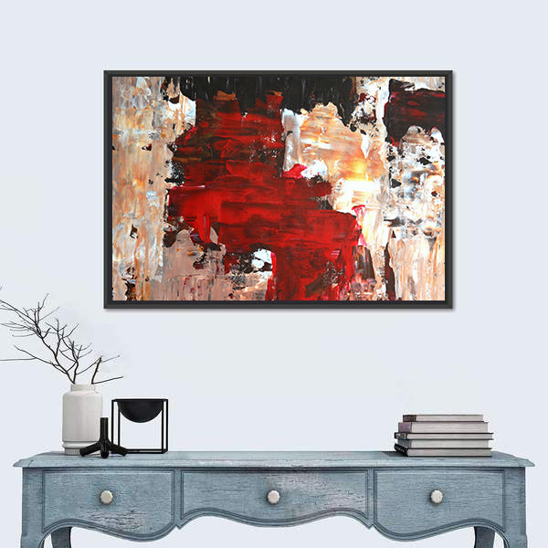 Bold Impasto Abstract in Red and Black Canvas Wall Art