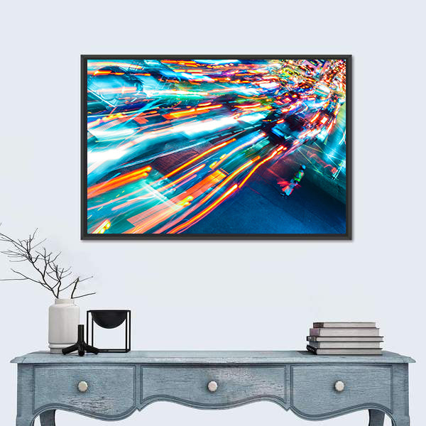 Car Lights Trails Canvas Wall Art