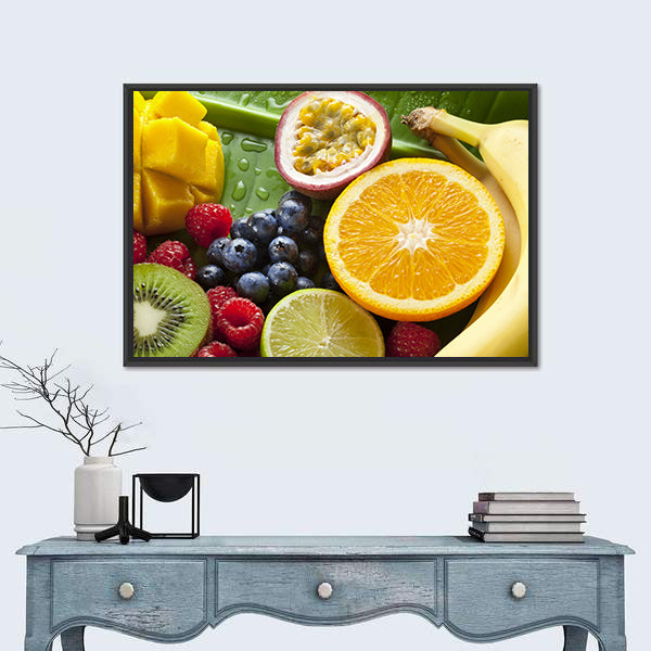 Fresh Tropical Fruit Still Life Canvas Wall Art