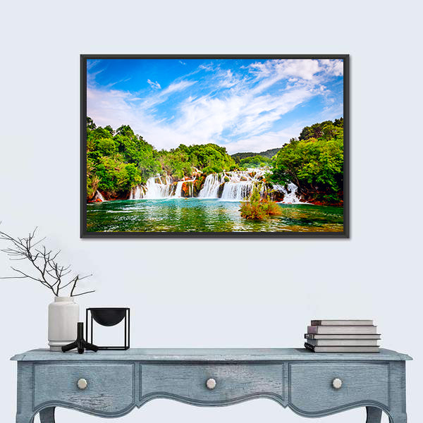 Waterfall In Krka National Park Canvas Wall Art