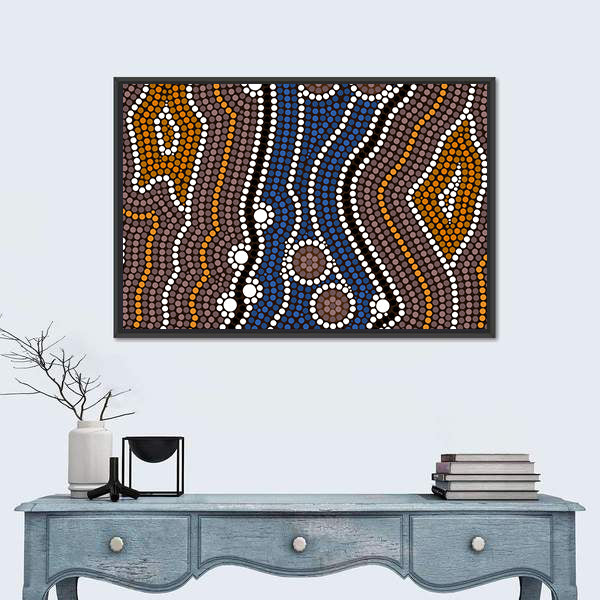 Indigenous Australian River Dot Painting Canvas Wall Art