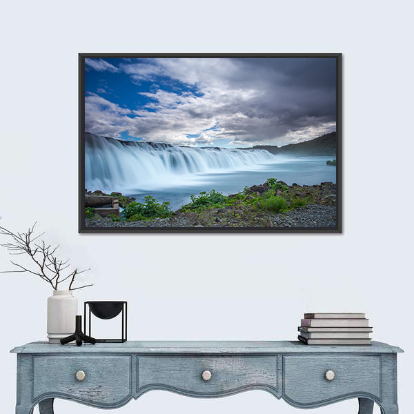 Faxi Waterfall In Iceland Canvas Wall Art