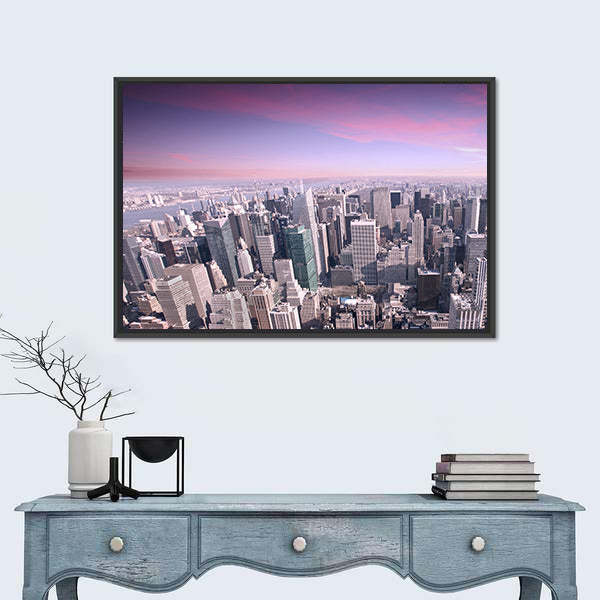 New York City Skyline at Sunset Canvas Wall Art
