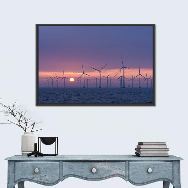 Lillgrund Offshore Wind Farm At Daybrake Canvas Wall Art
