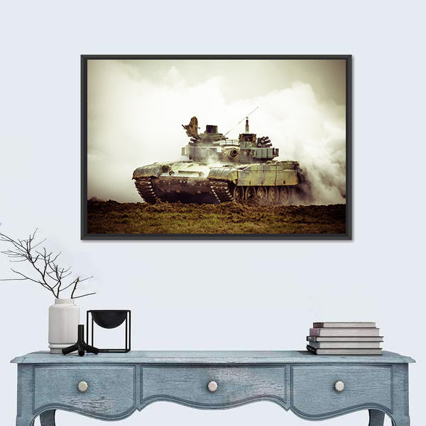 Military Tank On War Canvas Wall Art