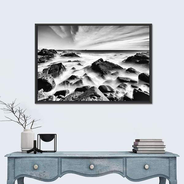 Portland Maine Rocky Coastline Canvas Wall Art