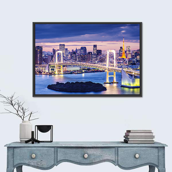 Rainbow Bridge Over Tokyo Bay Canvas Wall Art