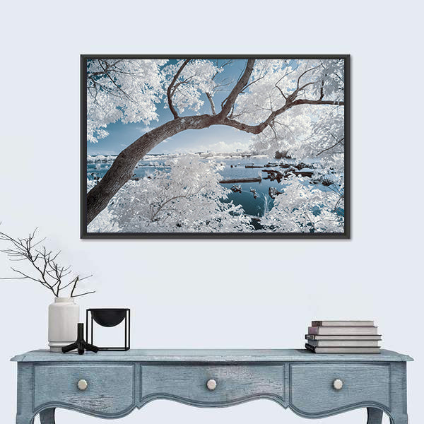 Landscape Of Forest And Pond Canvas Wall Art
