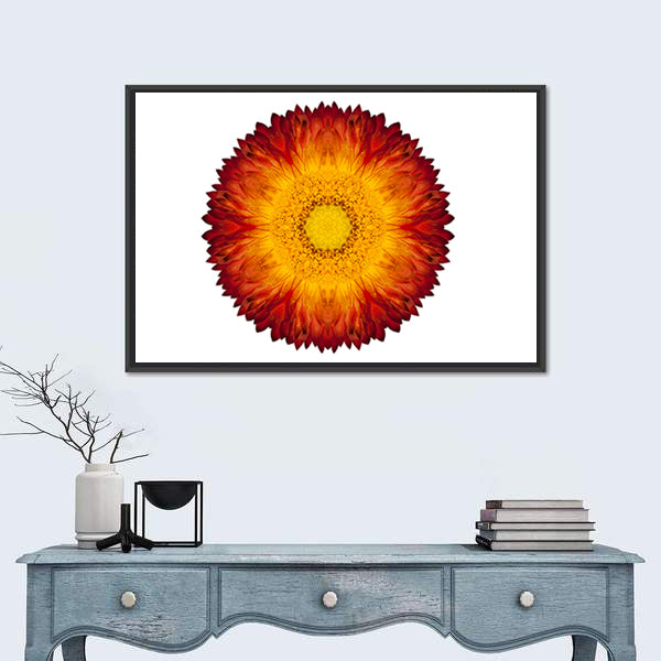 Kaleidoscopic Strawflower Mandala Canvas Wall Art