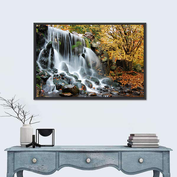 Autumn Waterfall in Sonsbeek Park Arnhem Canvas Wall Art