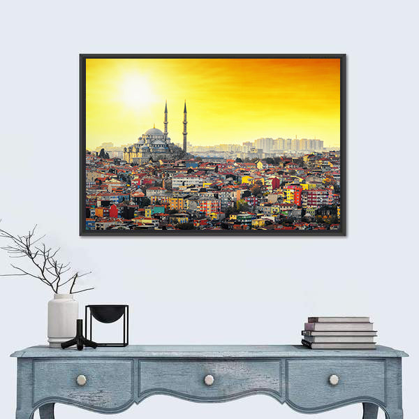 Mosque Suleymaniye At Sunset In Istanbul Canvas Wall Art