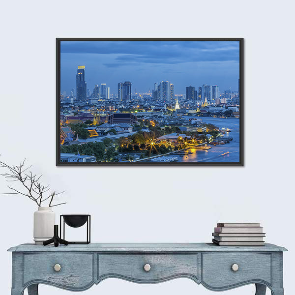 Grand Palace At Twilight In Bangkok Canvas Wall Art