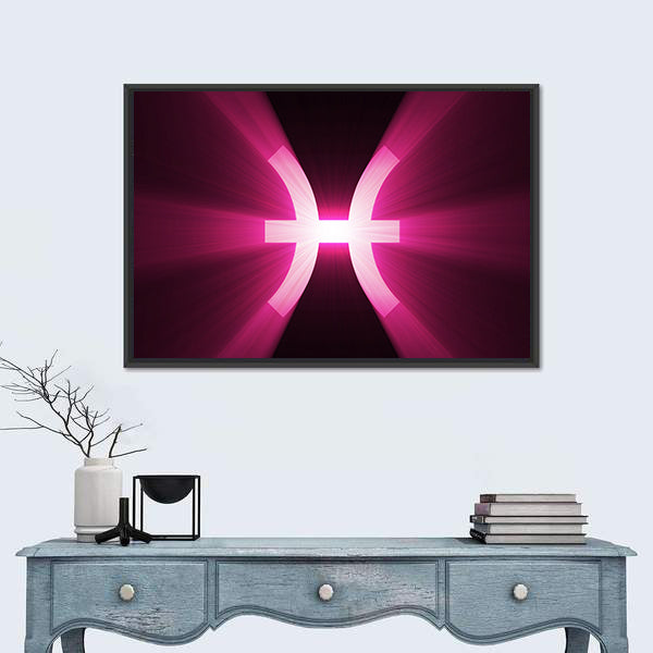 Glowing Pisces Zodiac Symbol Canvas Wall Art