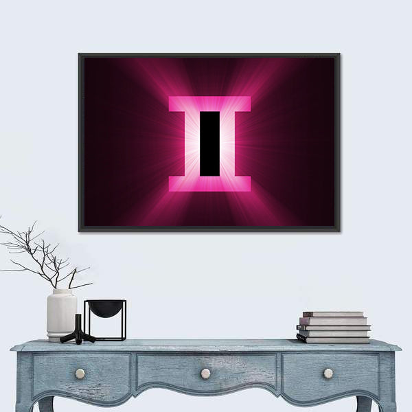 Glowing Gemini Zodiac Symbol Canvas Wall Art