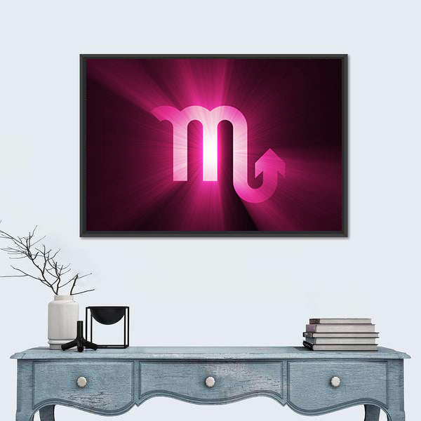 Glowing Scorpio Zodiac Glyph Canvas Wall Art