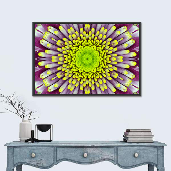 Purple And Green Concentric Flower Canvas Wall Art